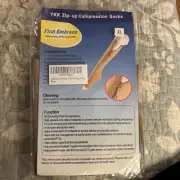 Firm Embrace Ykk Zip-Up Compression Nude Socks XL 20-30mm Hg (Firm Compression)