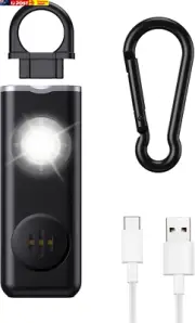 Personal Alarm Keychain for Women Safety - Loud 130 Db Siren with Strobe Light a
