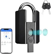 [Generic] Fingerprint Lock with Key Backup USB Rechargeable Key/BT TTLock APP/Fingerprint Unlock Keyl IP67 Fingerprint Padlock Ideal for Door Luggage Suitcase Office Locker