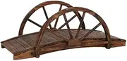 vidaXL Solid Wood Fir Garden Bridge with Half-Wheel Design, Outdoor Decorative Ornamental Bridge, Rustic Brown, Easy Assembly, 99x50x38 cm