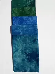Quilting Fabric Batik Lot Of 5 18" X 40" Greens And Blues 100% Cotton New