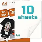 Victool Inkjet Transfer Paper, A4 Inkjet Heat Transfer Paper Size 210x297mm, for Dark Fabric & Painting Iron on Transfers Vinyl Htv - 10 Sheets
