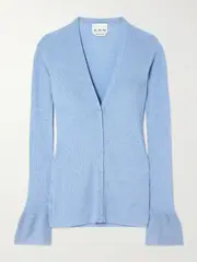[SASUPHI] SASUPHI - Ribbed Cashmere And Silk-blend Cardigan - Light blue - IT40 IT 40 Blue