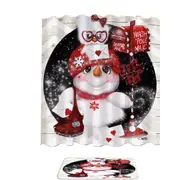 Cute Christmas Santa Letter Delivery Snowman Shower Curtain