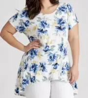 Plus Size 14 Tunic Top - Higher At Front , Stretchy Fabric By “ Autograph “ NWT