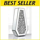 Sparkling Large Diamond Mirrored Vase - Upscale Crystal Decor for Living Spaces