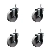 Semi Steel Swivel Grip Ring Caster Set of 4 w/4" Wheels & 7/16" Stem-4 Swivel