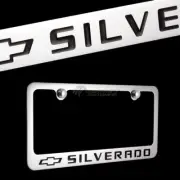 Chevrolet SILVERADO Chrome Brass Metal License Plate Frame w/ Screw Caps CHEVY