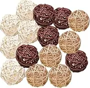 Pemalin Natural Decorative Wicker Rattan Balls- Vase Filler, House Ornament, Christmas Tree Garden Wedding Party Coffee Table Decoration,Craft DIY, Parrot, Bird Toys Balls.