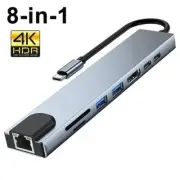 8 in1 USB C HUB 3.0 Type C Splitter 4K Docking Station Laptop Adapter PD SD TF