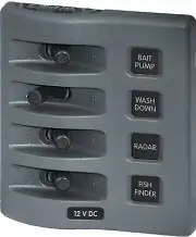 4305 WeatherDeck 12V DC Waterproof Switch Panel - 4 Position, 12/24V