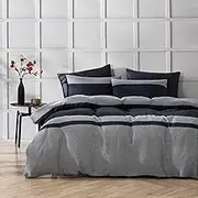 Dreamaker Herringbone 100% Cotton Quilt Cover Set Ultra-Soft Breathable Luxurious Fabric Reversible Design - Charcoal Grey (Double Bed): 1xQuilt Cover 180cmx210cm, 2xPillowcases 48x73cm+15cm