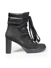 Black Suede Lace-Up Ankle Boots