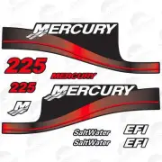 Mercury 225 HP EFI SaltWater outboard engine decal set RED