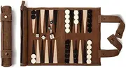 Sondergut Grey Travel-Size Backgammon Set - Genuine Suede, Portable, Roll-up Lightweight Travel Game - 2 Players, Ages 12+