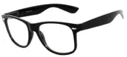 BLACK SHINY GLASSES CLEAR LENS CLASSIC VINTAGE RETRO SUNGLASSES SHADES UVB UVA