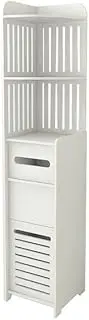 120CM Bathroom Storage Utility Cabinet Reversible Shelf Toilet Paper Roll Holder Rubbish Bin