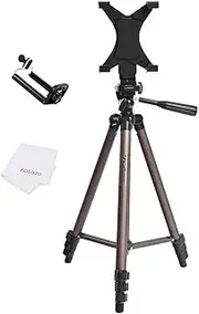 50" Inch Camera Tripod with Universal Tablet Holder Mount Compatible for iPad Air,iPad 4 3 2,ipad Mini,Samsung Galaxy Tab,Tab 2,Tab 3,Tab 4,Tab 5,Tab Pro,Google Nexus,Kindle,iPhone,Microsoft Surface