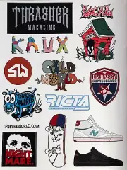 Assorted Skateboard 12 Set Sticker Sheet New Thrasher New Balance Krux