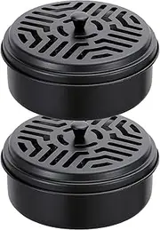 SKMIHJL 2Pcs Mosquito Coil Holder Round Incense Holder Mosquito Incense Box Portable Mosquito Incense Burner for Home and Camping (Black)