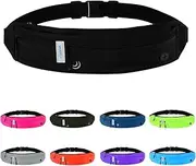 WATERFLY Running Belt: Flat Bum Bag Jogging Waterproof Running Bag Black, Black, Doppelschicht