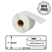 2" x 1" Direct Thermal for Zebra / Eltron GX430T GK420D 1300 Labels/Roll 2X1
