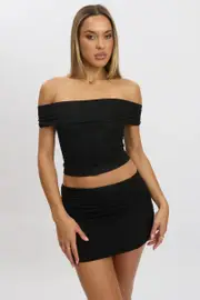 Black Off Shoulder Top Modal - Size 14L, Women's T-shirt