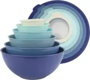 Mixing Bowls with TPR Lids - 12 Piece Plastic Nesting