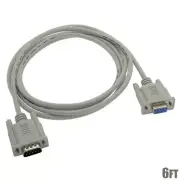 6FT DB9 9-Pin Male to Female Null Modem Adapter Extension Cable Cord Ivory