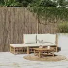 Modular Design Patio Lounge Set Bamboo Outdoor Furniture Garden Setting 3PCS