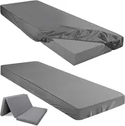 Breling Fitted Sheet (Sheet Only) Compatible with Milliard Trifold Mattress Folding Mattress Fitted Microfiber Bedclothes for Camp Bunk Rvs Bed(Dark Gray,2 Pcs,Single,4'')