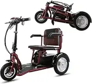 Folding Mobility Scooters Electric Lightweight Portable 3 Wheel Power Mobile Wheelchairs Compact 3 Speed Adjustment Travel Tricycle Scooters with Seat(Size:48v8ah/30km)