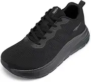 [KDN] Wide Toe Box Shoes for Men Cushioned Road Running Shoes Non Slip Mens Walking Sneakers, Black, 13 Wide