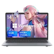 14 Inch Laptop Intel Celeron 6GB RAM 64GB+256GB SSD 1366X768 Display Windows 10