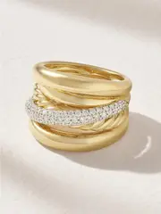 [David Yurman] David Yurman - Crossover Set Of Five 18-karat Gold Diamond Rings - 7 7 Gold