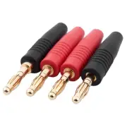 1X(4pcs 4mm B7 24K Gold Plated Musical Speaker Cable Wire Pin Banana Plug9339