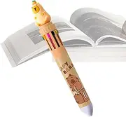 Capybara Multicolor Pen | Retractable Rollerball Student Pen | 10-in-1 Rollerball Pen | Capybara Themed Stationery | Multicolor Ink Pen | 16x1.8cm For School, Home, Work, Or Business