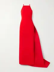 [Solace London] Solace London - Ulla Crepe And Draped Twill Gown - Red - UK 16 UK 16 Red