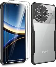 Case for Xiaomi Poco F7 Pro + Screen Protector, ELECTRO-WEIDEWORLD Hybrid Shockproof PC Back + TPU Frame Case with Corner Bumpers[Drop Protection], Ultra-Clear & Scratch Resistant Phone Case