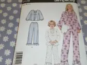 SIMPLICITY 2128 IT'S SO EASY GIRLS PAJAMAS TOP & PANTS PATTERN-UNCUT-3-14
