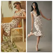 NEW ANTHROPOLOGIE The Cecily Fit & Flare Sweetheart Midi Dress Strawberry Medium