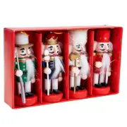 4pcs Xmas Decorations Decorative Wooden Xmas Nutcracker Wood Nutcracker Craft