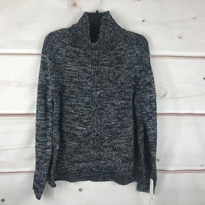 Aqua Sweater Womens XS Black White Marled Long Sleeve Turtleneck Pullover Knit
