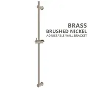 Brushed Nickel Sliding Shower Rail Adjustable Wall Bracket Holder Brass Round