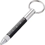6-in-1 Key Ring Pen Practical Keychain Stylus Multifunctional Ballpoint Pen Durable Scale Key Pen Fashion Book