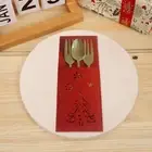 Festive Cutter Fork Holder Santa Claus Cutlery Bag Christmas Set with Snowflake