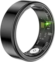 Smart Ring Health Tracker for Men/Women - Sleep Tracking Wearable - Heart Rate - Waterproof Fitness Tracker - Blood Oxygen Monitoring - No App Subscription - 8-10 Days Battery Life - Black - Size 7