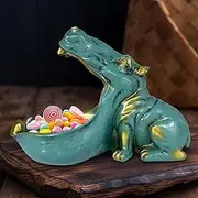 Big Mouth Sculpture Table Art Decoration Sundries Container Storage Box, Hippo Statue, Hippopotamus Figurine Home Sculpture with Resin, Hippo Candy Jar, Key Bowl for Entryway Table (Light Blue)
