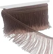 KUYLENT 6.5 Yard 4 Inches Polyester Fringe Trim Lace Chainette Tassel Fringe Trimming for Latin Dress Stage Clothes Lamp Shade Decoration DIY (Coffee Color)