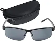 [CAPTAIN STAG] CS-002-1-EH-72 Men's Sunglasses with Sunglasses Case, Metal Frame, Black